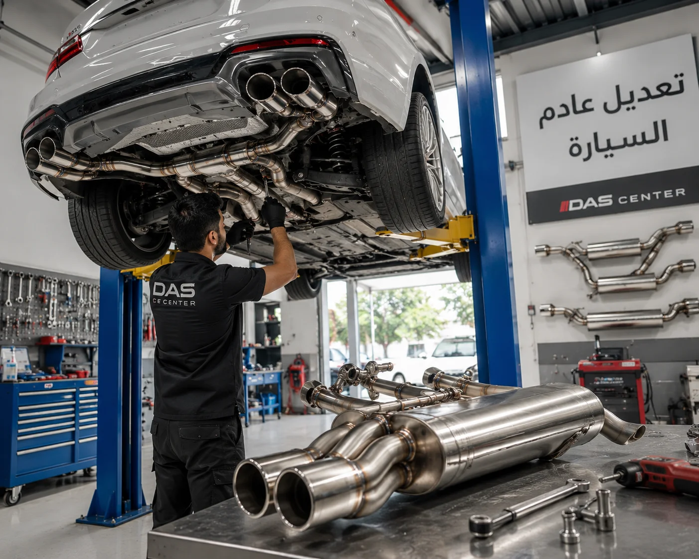 مركز متخصص لتعديل وإصلاح عادم السيارات في دبي